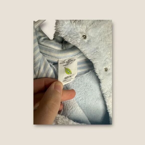 Starting Out Baby Boy Footie Soft Sherpa Lined Size 0-3 Months - Picture 7 of 8